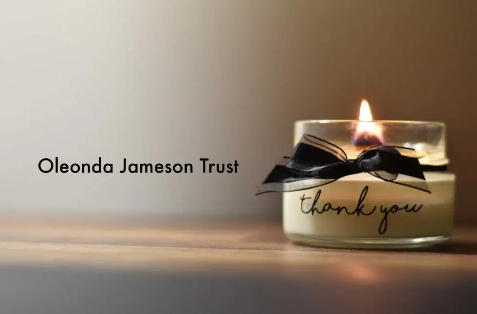 Oleonda Jameson Trust thank you candle