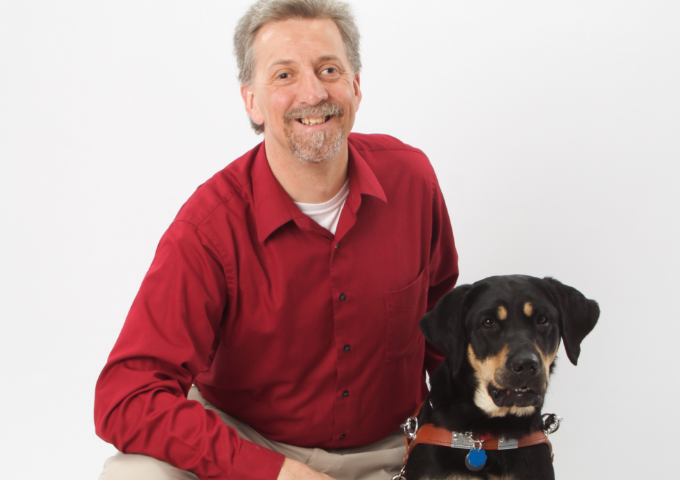 Randy Pierce with his guide dog