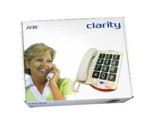 clarity j v 3 5 TEAP corded phone with large buttons.