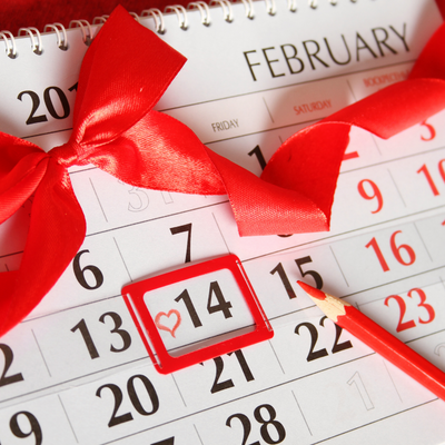 calendar marking off Valentine's day