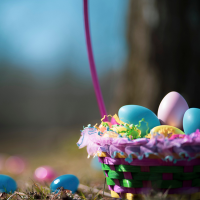 Easter basket full of Easter eggs