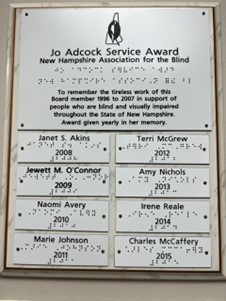 Jo Adcock award for years 2008-2015
