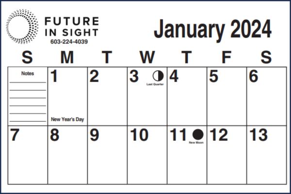 1st half of January on a calendar page