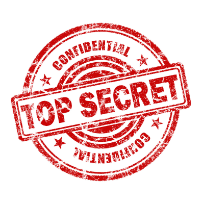 badge that reads "top secret"