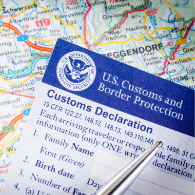 map and pamphlet reading US Customs and Border Protection