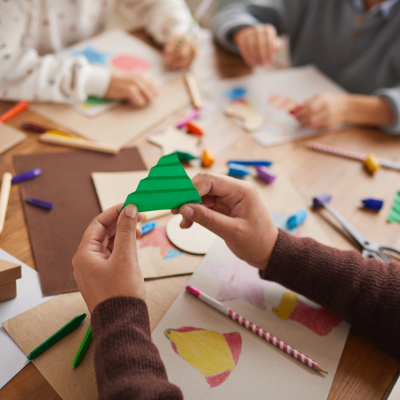 person doing crafts