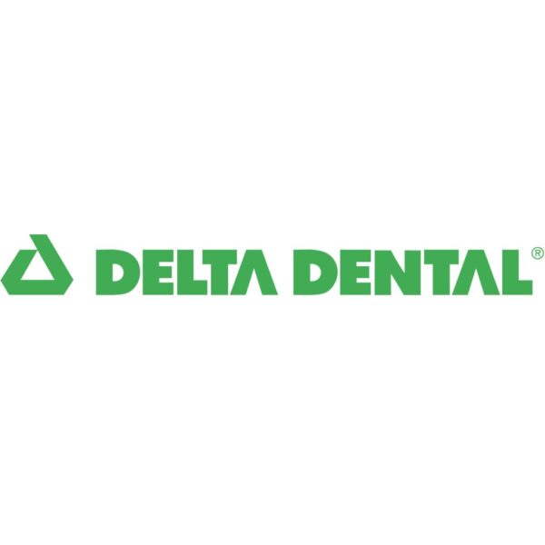 Delta Dental logo in green with a triangle illustration to the left.