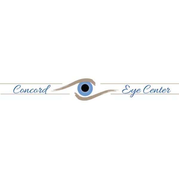 Concord Eye Center logo in blue and tan with a stylistic eye illustration in the center.