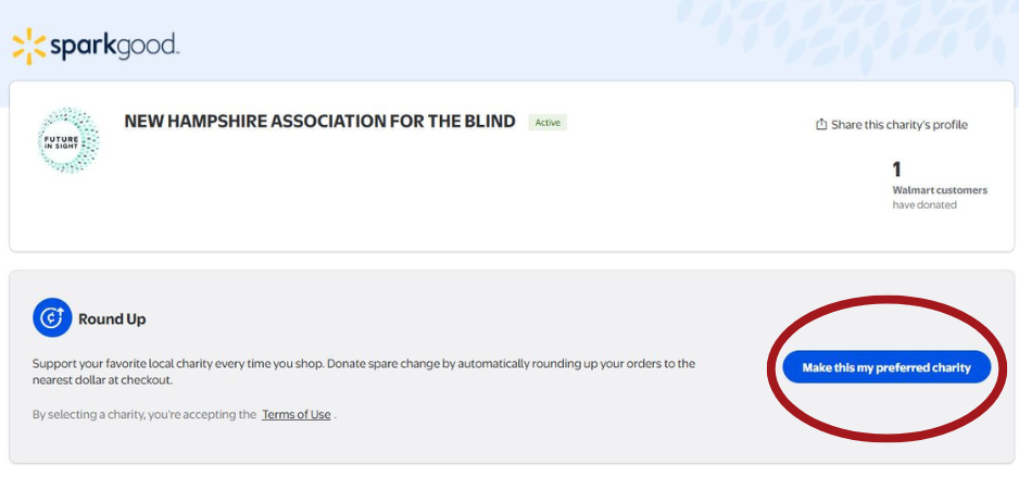 Navigate to the button that says: "Make this my preferred charity" and select it.