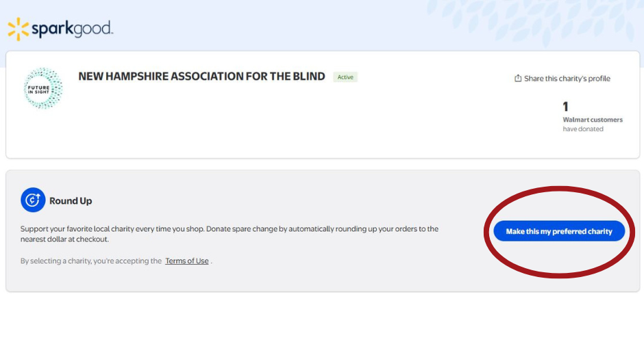 Navigate to the button that says: "Make this my preferred charity" and select it.