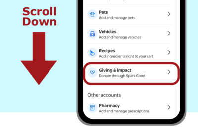 A screenshot of the giving & impact link.